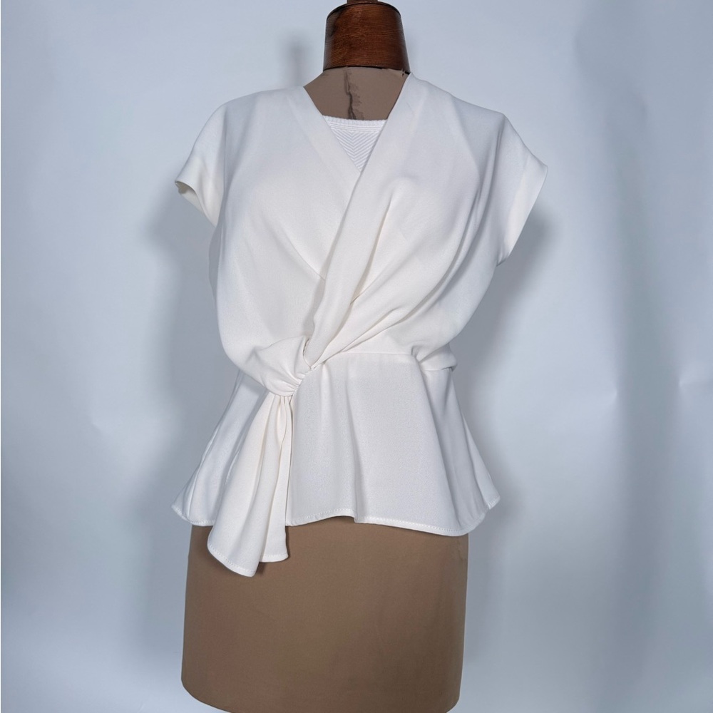 Zara Cream V-Neck Blouse